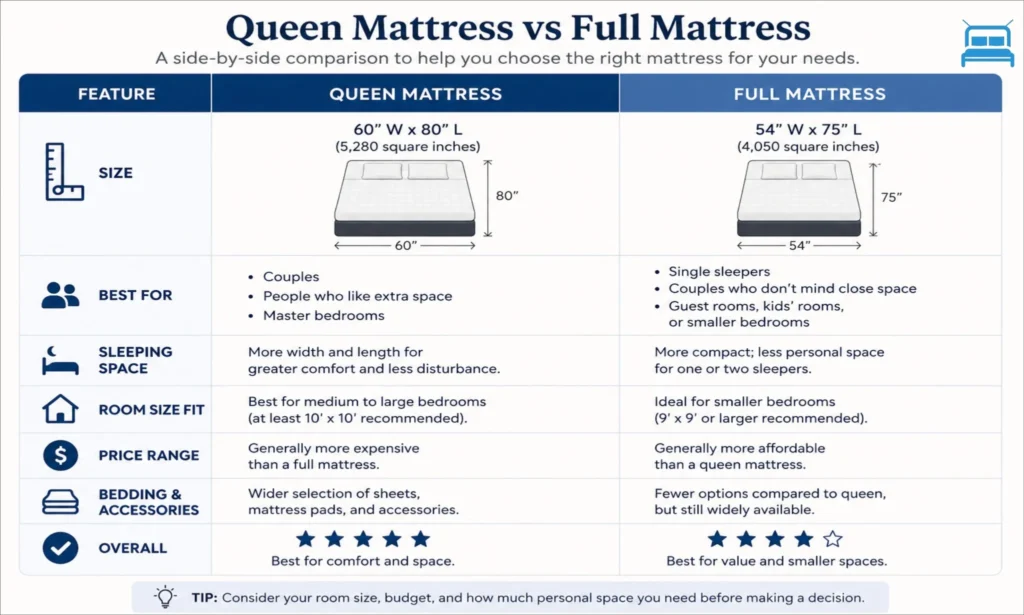 Queen Mattress Measurements 3 Queen vs Full Mattress